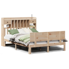 vidaXL tömör fenyőfa könyvespolcos ágy matrac nélkül 140 x 190 cm (3322684) ágy és ágykellék