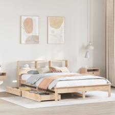 vidaXL tömör fenyőfa könyvespolcos ágy matrac nélkül 140 x 200 cm ágy és ágykellék