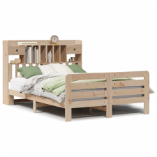 vidaXL tömör fenyőfa könyvespolcos ágy matrac nélkül 140 x 200 cm (3309962) ágy és ágykellék