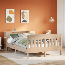vidaXL tömör fenyőfa könyvespolcos ágy matrac nélkül 150 x 200 cm ágy és ágykellék