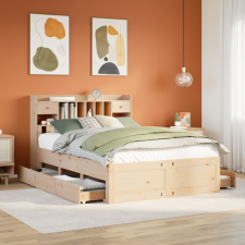 vidaXL tömör fenyőfa könyvespolcos ágy matrac nélkül 150 x 200 cm ágy és ágykellék