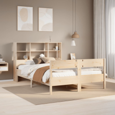 vidaXL tömör fenyőfa könyvespolcos ágy matrac nélkül 160 x 200 cm ágy és ágykellék