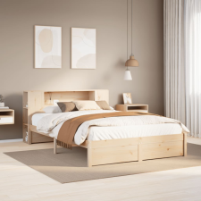vidaXL tömör fenyőfa könyvespolcos ágy matrac nélkül 160 x 200 cm ágy és ágykellék