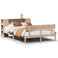 vidaXL tömör fenyőfa könyvespolcos ágy matrac nélkül 160 x 200 cm (3321778) ágy és ágykellék