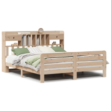 vidaXL tömör fenyőfa könyvespolcos ágy matrac nélkül 200 x 200 cm (3309974) ágy és ágykellék