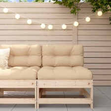 vidaXL tömör fenyőfa középső kanapé párnákkal kerti bútor
