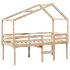 vidaXL tömör fenyőfa magasított ágy tetővel 90 x 190 cm ágy és ágykellék