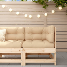 vidaXL tömör fenyőfa sarokkanapé párnákkal kerti bútor