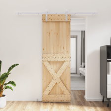 vidaXL tömör fenyőfa tolóajtó fémszerelék szettel 70 x 210 cm építőanyag