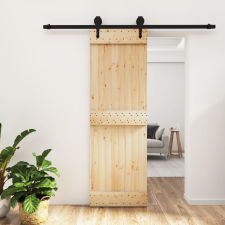 vidaXL tömör fenyőfa tolóajtó fémszerelék szettel 70 x 210 cm építőanyag