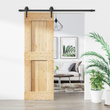vidaXL tömör fenyőfa tolóajtó fémszerelék szettel 70 x 210 cm építőanyag