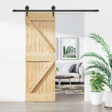 vidaXL tömör fenyőfa tolóajtó fémszerelék szettel 70 x 210 cm építőanyag