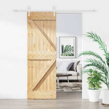 vidaXL tömör fenyőfa tolóajtó fémszerelék-szettel 70 x 210 cm építőanyag
