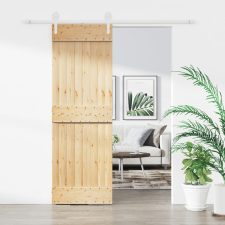 vidaXL tömör fenyőfa tolóajtó fémszerelék-szettel 70 x 210 cm építőanyag