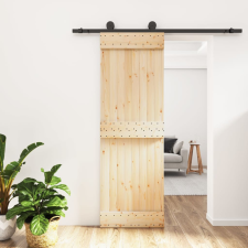 vidaXL tömör fenyőfa tolóajtó fémszerelék szettel 70 x 210 cm építőanyag