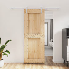 vidaXL tömör fenyőfa tolóajtó fémszerelék szettel 80 x 210 cm építőanyag