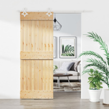 vidaXL tömör fenyőfa tolóajtó fémszerelék szettel 80 x 210 cm építőanyag