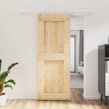 vidaXL tömör fenyőfa tolóajtó fémszerelék szettel 80 x 210 cm építőanyag