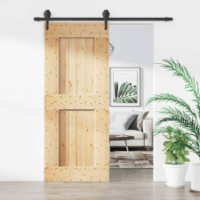 vidaXL tömör fenyőfa tolóajtó fémszerelék szettel 85x210 cm építőanyag