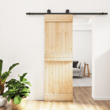vidaXL tömör fenyőfa tolóajtó fémszerelékszettel 70 x 210 cm építőanyag