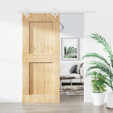 vidaXL tömör fenyőfa tolóajtó fémszerelékszettel 85x210 cm építőanyag