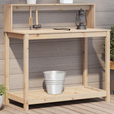 vidaXL tömör fenyőfa ültetőasztal polccal 108 x 50 x 109,5 cm kerti dekoráció