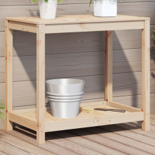 vidaXL tömör fenyőfa ültetőasztal polccal 82,5x50x75 cm kerti dekoráció