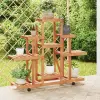 vidaXL tömör fenyőfa virágtartó állvány kerekekkel 110 x 25 x 101 cm