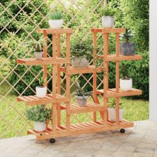 vidaXL tömör fenyőfa virágtartó állvány kerekekkel 110 x 25 x 115 cm bútor