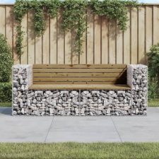vidaXL tömör impergnált fenyőfa gabion kerti pad 184x71x65,5 cm kerti bútor