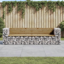 vidaXL tömör impregnált fenyőfa gabion kerti pad 244x71x65,5 cm kerti bútor