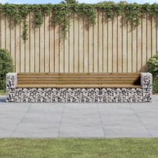 vidaXL tömör impregnált fenyőfa gabion kerti pad 347x71x65,5 cm kerti bútor