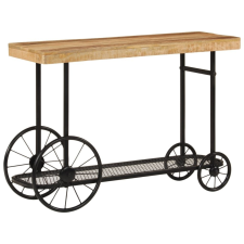 vidaXL tömör mangófa és vas tálalóasztal 112x36x76 cm bútor