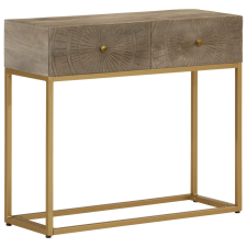 vidaXL tömör mangófa és vas tálalóasztal 90 x 30 x 76 cm bútor