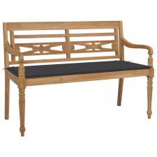 vidaXL tömör tíkfa Batavia pad antracitszürke párnával 120 cm kerti bútor