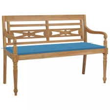 vidaXL tömör tíkfa Batavia pad kék párnával 120 cm kerti bútor
