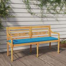 vidaXL tömör tíkfa Batavia pad kék párnával 150 cm kerti bútor