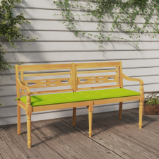 vidaXL tömör tíkfa Batavia pad világoszöld párnával 150 cm kerti bútor