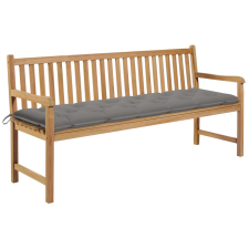 vidaXL tömör tíkfa kerti pad szürke párnával 175 cm kerti bútor
