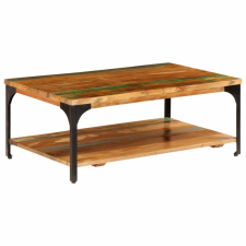  vidaXL tömör újrahasznosított fa dohányzóasztal polccal 100x60x35 cm bútor