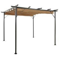 vidaXL tópszínű acél pavilon behúzható tetővel 3 x 3 m 180 g/m² kerti bútor