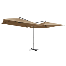 vidaXL tópszínű dupla napernyő acélrúddal 250 x 250 cm (47323) kerti bútor