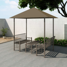 vidaXL Tópszínű kerti pavilon asztallal, padokkal 2,5x1,5x2,4 m kerti bútor