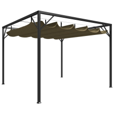 vidaXL tópszínű kerti pavilon behúzható tetővel 3 x 3 m 180 g/m² kerti bútor