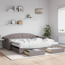 vidaXL tópszínű kihúzható szövet heverő fiókkal 100 x 200 cm ágy és ágykellék