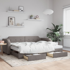 vidaXL tópszínű kihúzható szövet heverő fiókkal 100 x 200 cm ágy és ágykellék