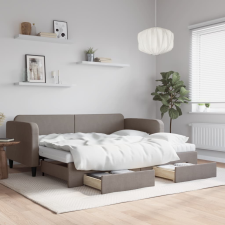 vidaXL tópszínű kihúzható szövet heverő fiókokkal 90 x 200 cm ágy és ágykellék