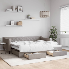 vidaXL tópszínű kihúzható szövet heverő fiókokkal 90 x 200 cm ágy és ágykellék