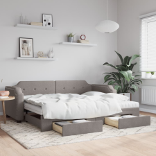 vidaXL tópszínű kihúzható szövet heverő fiókokkal 90 x 200 cm ágy és ágykellék
