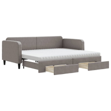 vidaXL tópszínű kihúzható szövet heverő fiókokkal 90 x 200 cm (3196873) ágy és ágykellék